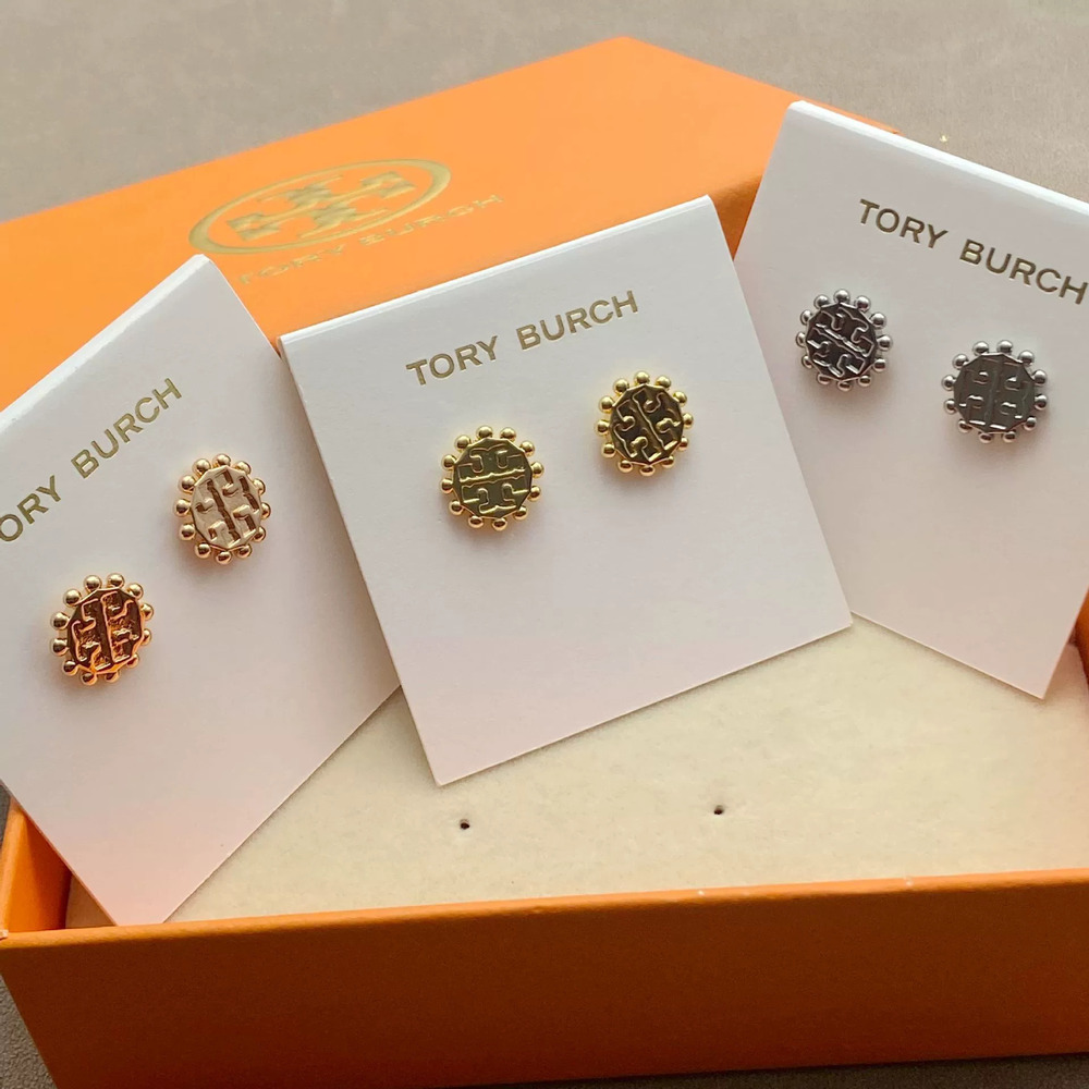 Tory Burch Trendy Gold Metal Punk Earrings